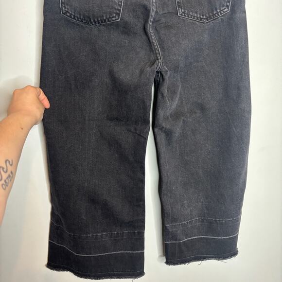 Mango Culotte Cropped High Waist Black Jeans - Picture 6 of 9